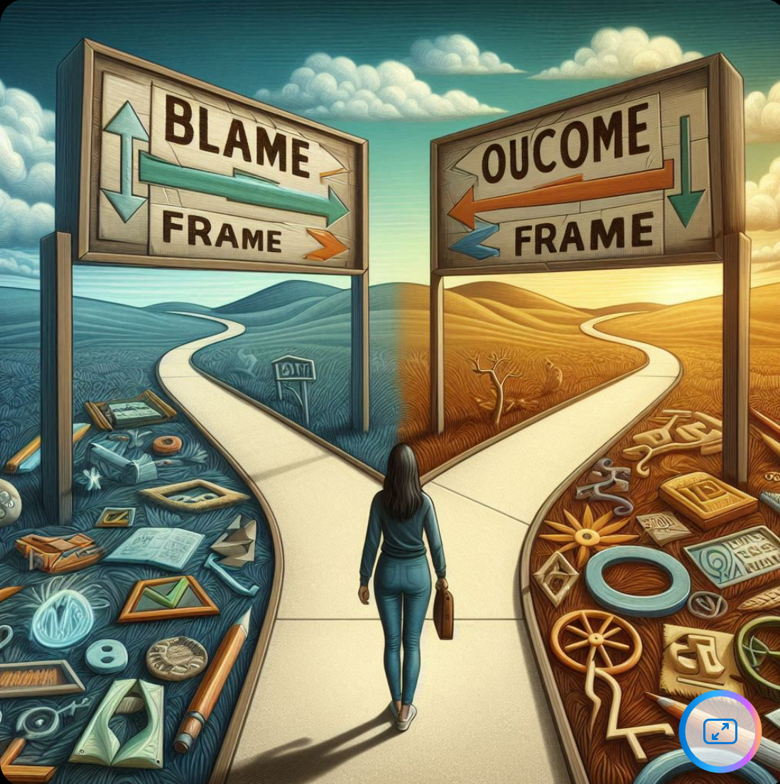 Start Here – to get what  you what in 2024 and  beyond: The Blame Frame vs The Outcome Frame